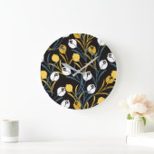 Elegant Tulip Floral Pattern  ラージ壁時計 (ホーム)