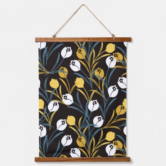 Elegant Tulip Floral Pattern  吊り下げ型タペストリー (正面)