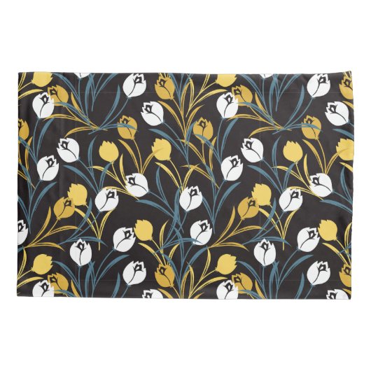 Elegant Tulip Floral Pattern 枕カバー (裏面)