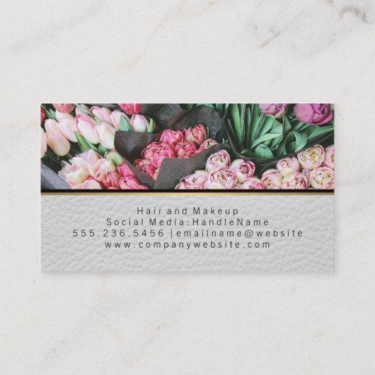 Elegant Tulip Flower | Florist | Leather 名刺 (裏面)