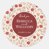 Elegant Tulip Wedding Sticker ラウンドシール (正面)