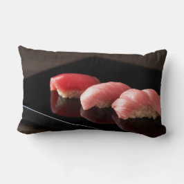 Elegant Tuna Sushi Cushion - Minimalist Black Plat ランバークッション