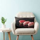 Elegant Tuna Sushi Cushion - Minimalist Black Plat ランバークッション (椅子)