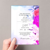 Elegant Turquoise Blue Floral Watercolor Wedding  アクリル招待状 (インサイチュ (ポータブル))