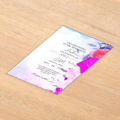 Elegant Turquoise Blue Floral Watercolor Wedding  アクリル招待状 (レイダウン)