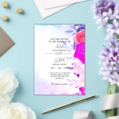 Elegant Turquoise Blue Floral Watercolor Wedding  アクリル招待状 (インサイチュ (ウェディング))