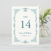Elegant Turquoise Floral Table Number 招待状 (スタンド正面)