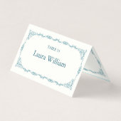 Elegant Turquoise Floral Table Number & Guest Name (正面)