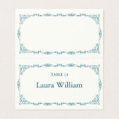 Elegant Turquoise Floral Table Number & Guest Name (外部フラット)