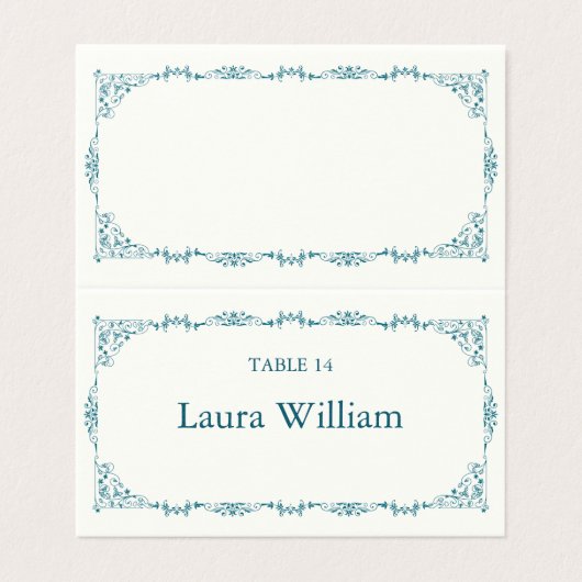 Elegant Turquoise Floral Table Number & Guest Name (外部フラット)