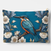Elegant Turquoise Kingfisher Bird Floral  アクセサリーポーチ (裏面)