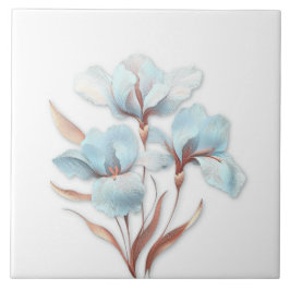Elegant Turquoise Rose Gold Stylized Lilies タイル