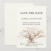 Elegant Tuscany Olive Tree Wedding Save The Date 招待状 (正面/裏面)