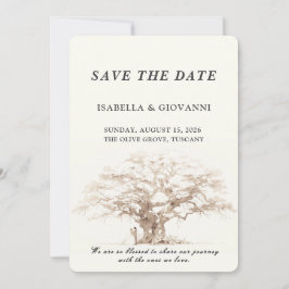 Elegant Tuscany Olive Tree Wedding Save The Date 招待状
