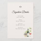 Elegant Tuscany Signature Drinks Wedding Sign メニュー (正面)