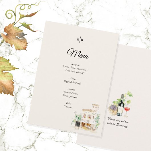 Elegant Tuscany Wedding Menu Italian Villa Dinner メニュー