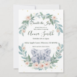 Elegant Twin Baby Shower Invitation – Watercolor 招待状