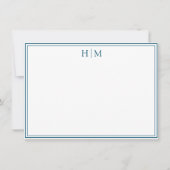 Elegant Two Borders Simple Monogram Note Card ノートカード (正面)