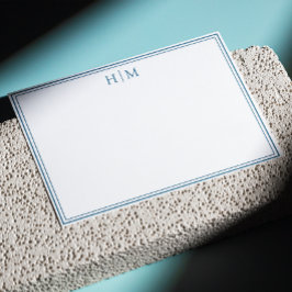 Elegant Two Borders Simple Monogram Note Card ノートカード