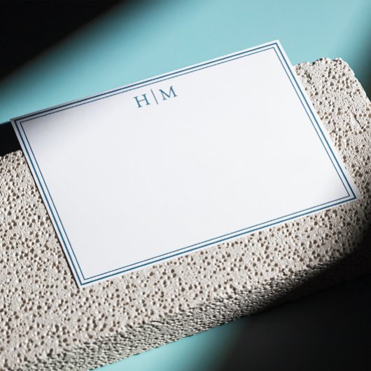 Elegant Two Borders Simple Monogram Note Card ノートカード