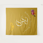 Elegant Two Hearts Catholic Monogrammed Wedding タペストリー (正面(横))