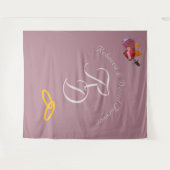 Elegant Two Hearts Catholic Monogrammed Wedding タペストリー (正面(横))