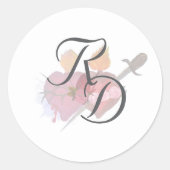 Elegant Two Hearts Catholic Wedding ラウンドシール (正面)