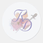 Elegant Two Hearts Catholic Wedding  ラウンドシール (正面)