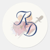 Elegant Two Hearts Catholic Wedding ラウンドシール (正面)