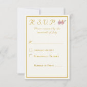 Elegant Two Hearts Catholic Wedding  出欠カード (正面)