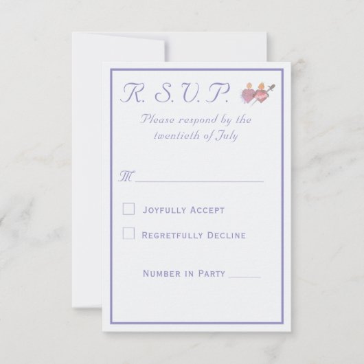 Elegant Two Hearts Catholic Wedding 出欠カード (正面)