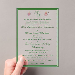 Elegant Two Hearts Catholic Wedding Invitation アクリル招待状