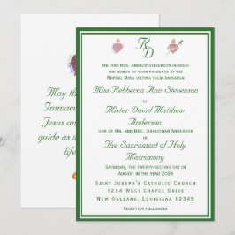Elegant Two Hearts Catholic Wedding Invitation 招待状