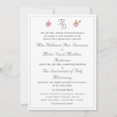 Elegant Two Hearts Catholic Wedding Invitation 招待状 (正面)