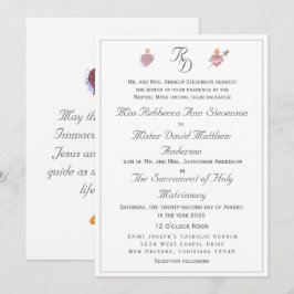 Elegant Two Hearts Catholic Wedding Invitation 招待状