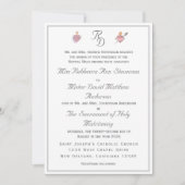 Elegant Two Hearts Catholic Wedding Invitation 招待状 (正面)