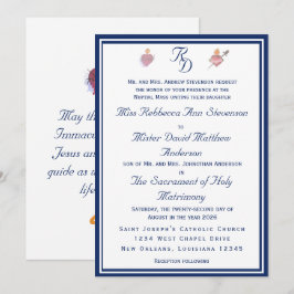 Elegant Two Hearts Catholic Wedding Invitation 招待状