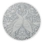 Elegant Two Peacocks Romance, Winter Art, Morris セラミックノブ (正面)