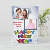Elegant Two Photo Happy New Year’s Dinner Party 招待状 (スタンド正面)
