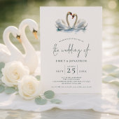 Elegant Two Swans Script Wedding 招待状