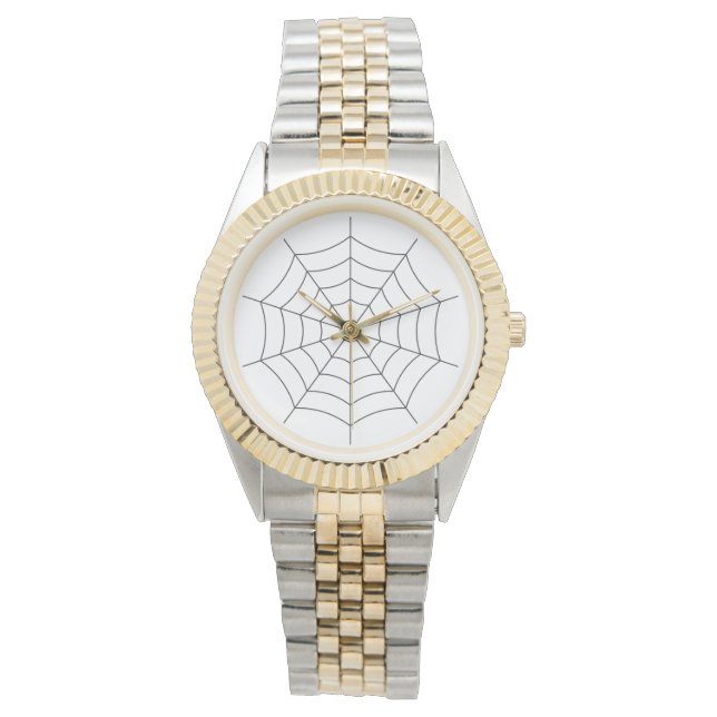 Elegant Two-Tone Spider Web Watch - Artistic Silve 腕時計 (正面)