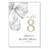 Elegant, tying the knot bridal showePlato de papel テーブルナンバー (正面)