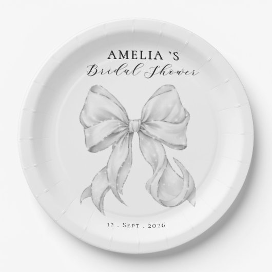 Elegant, tying the knot bridal showePlato de papel ペーパープレート (正面)