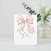 Elegant, tying the knot bridal shower pink bow サンキューカード (スタンド正面)