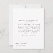 Elegant, tying the knot bridal shower pink bow サンキューカード (裏面)