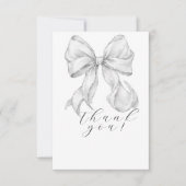 Elegant, tying the knot bridal shower white bow. サンキューカード (正面)