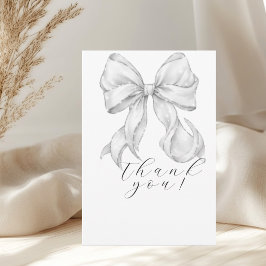 Elegant, tying the knot bridal shower white bow. サンキューカード
