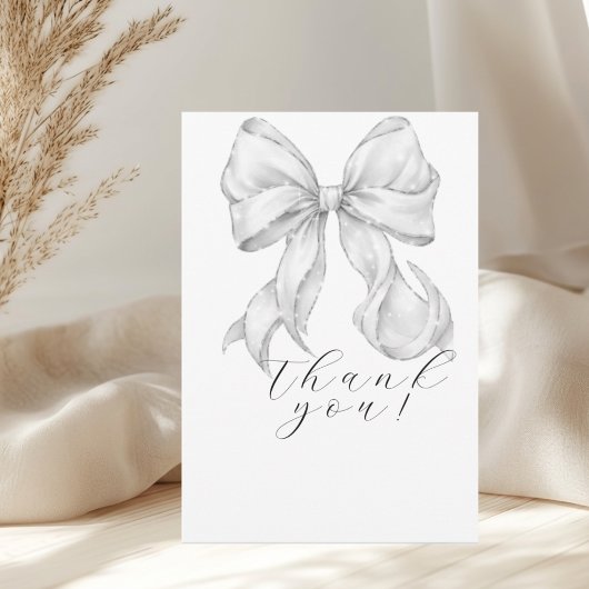 Elegant, tying the knot bridal shower white bow. サンキューカード