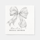 Elegant, tying the knot bridal shower white bow. スタンダードカクテルナプキン (正面)