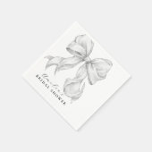 Elegant, tying the knot bridal shower white bow. スタンダードカクテルナプキン (角)